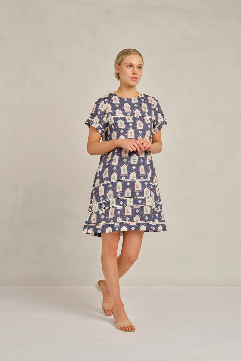 Claudette Dress / Navy Eden Print