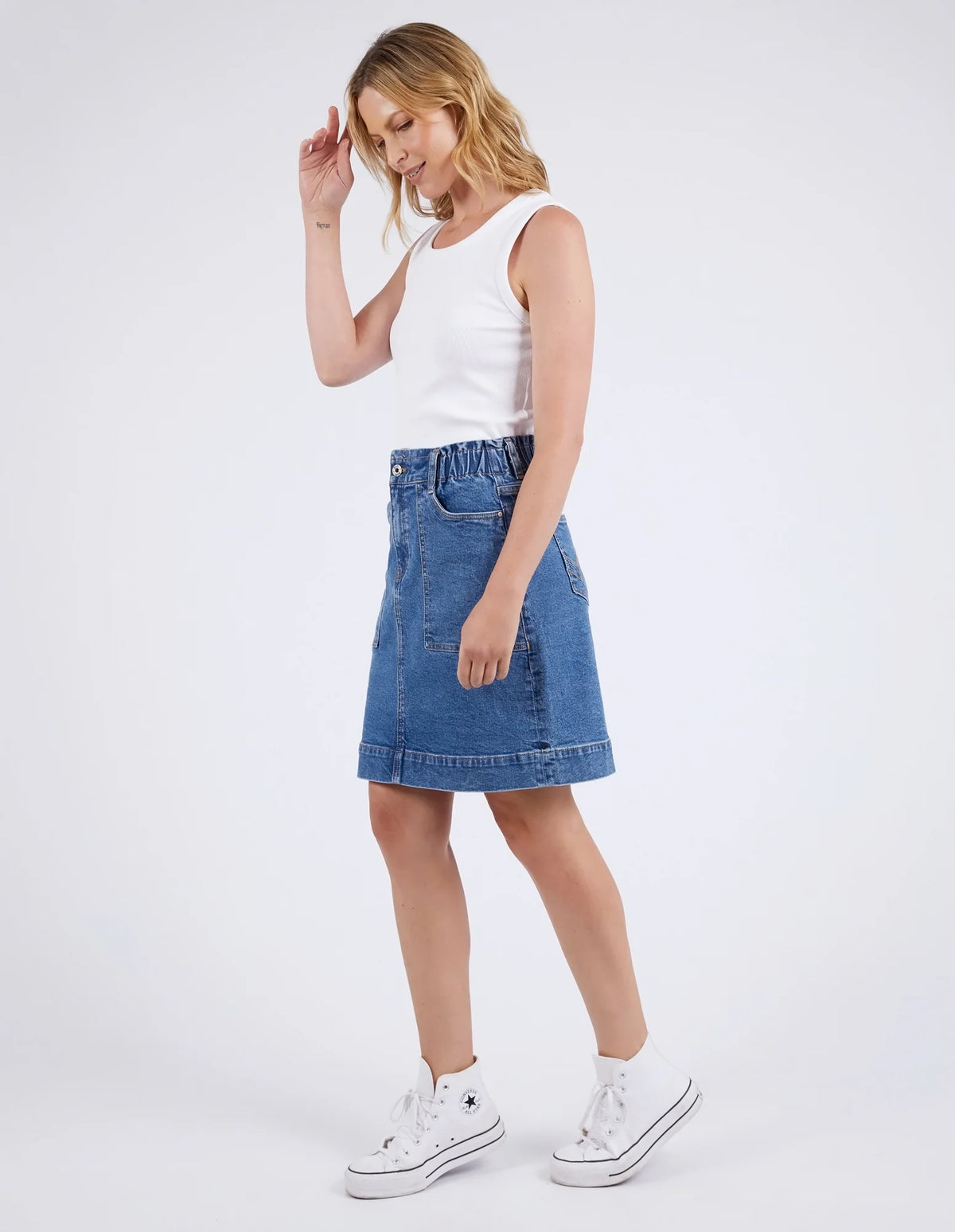 Atlas Denim Skirt / Dark Wash