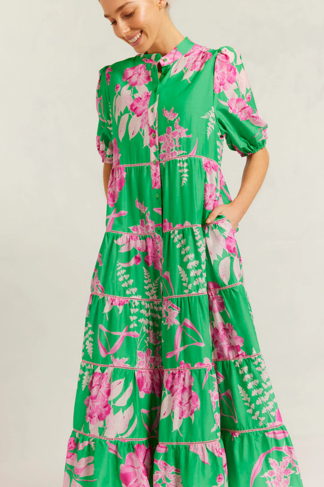 Martina Dress / Spring Green Night Garden Print