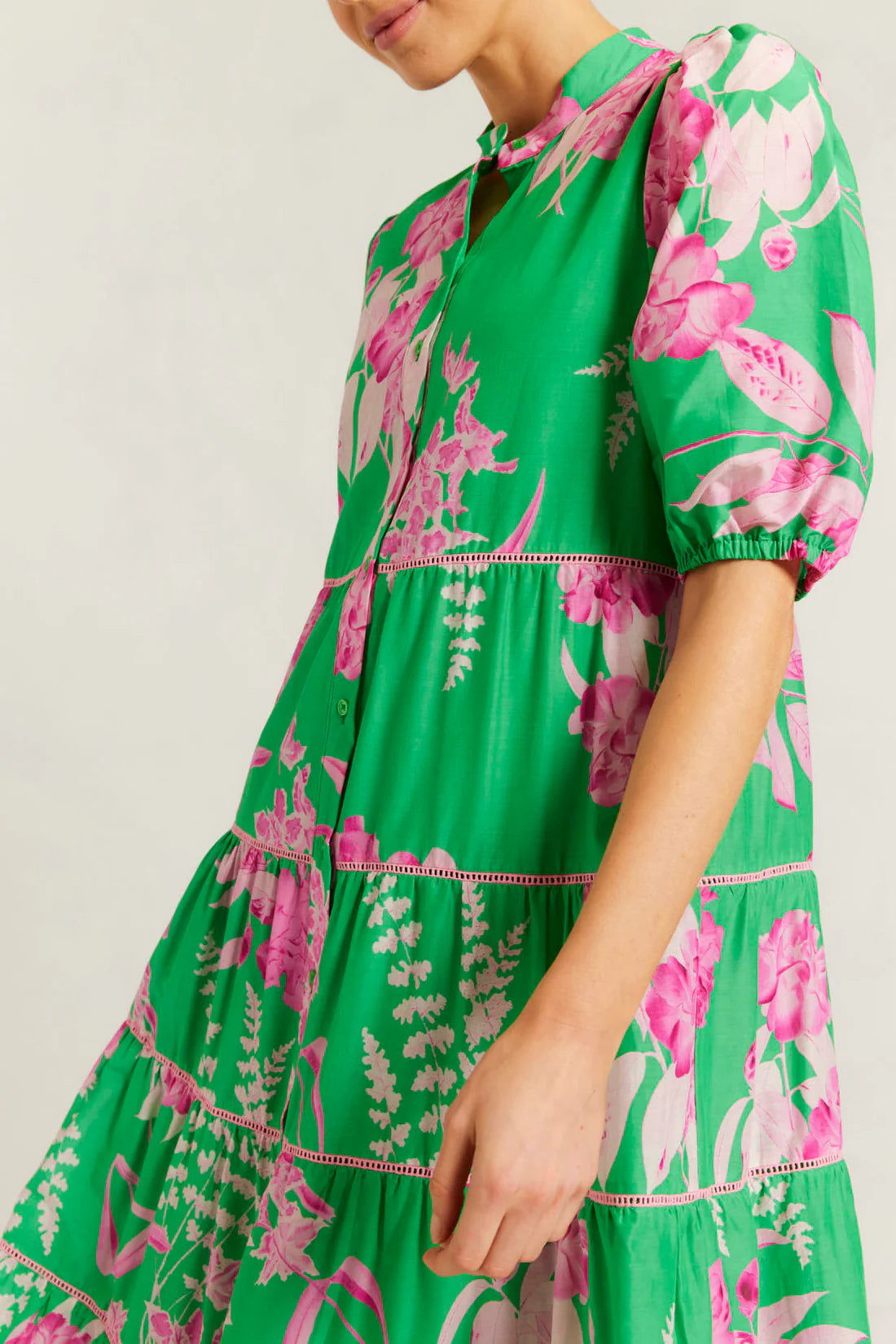 Martina Dress / Spring Green Night Garden Print