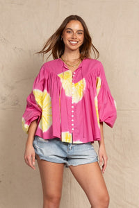 Sphere Smock Blouse in Fuschia Dye