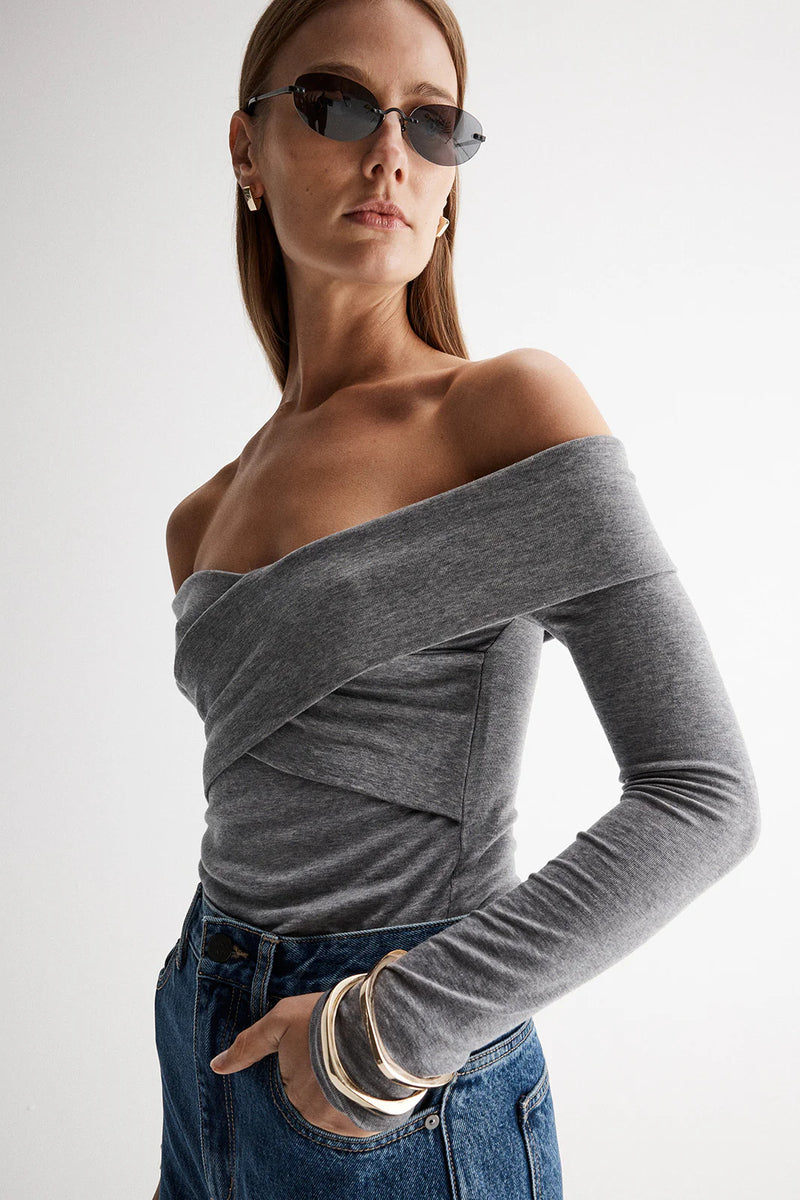 Layla Top / Charcoal Marle