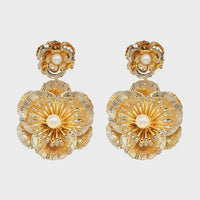 Large Gold Flower Statement Earrings