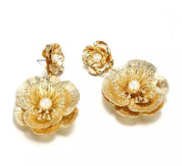 Large Gold Flower Statement Earrings