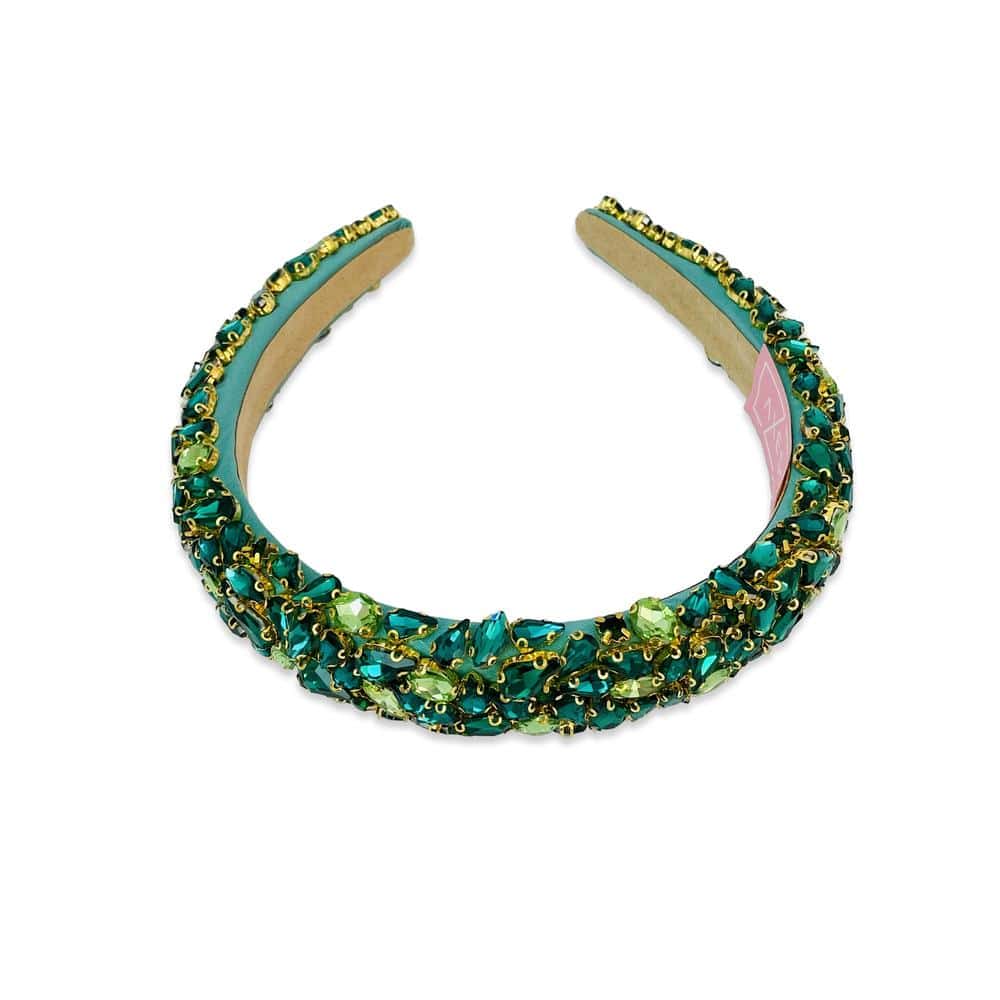 Mixed Rhinestone Headband / Emerald Green