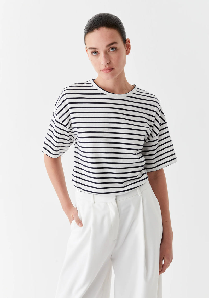 Archie Stripe Tee / Navy & White