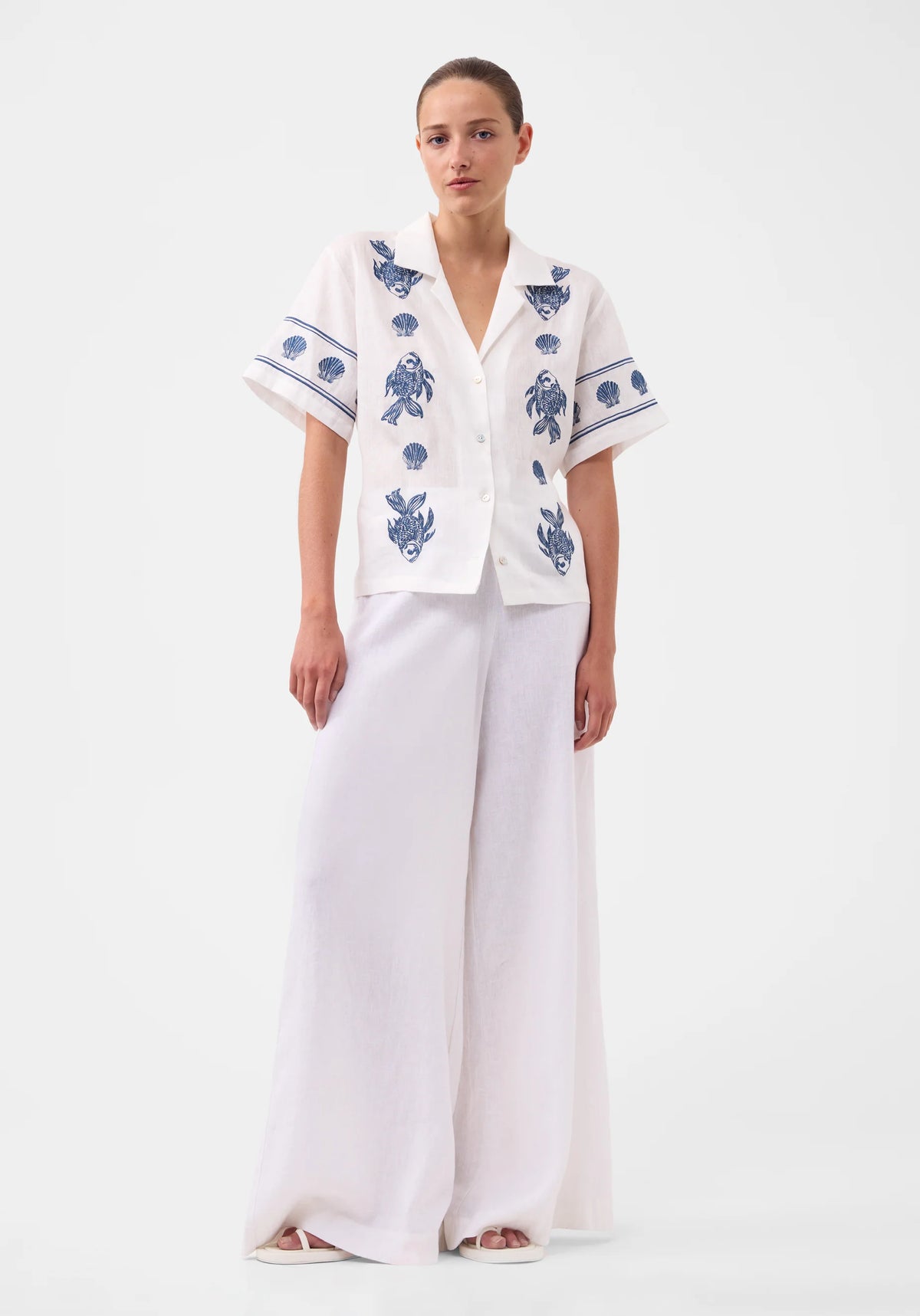 Alpheus Embroidered Shirt / White