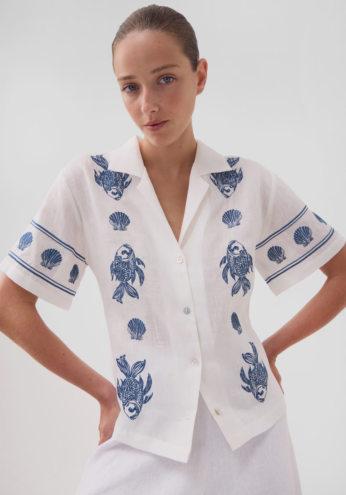 Alpheus Embroidered Shirt / White