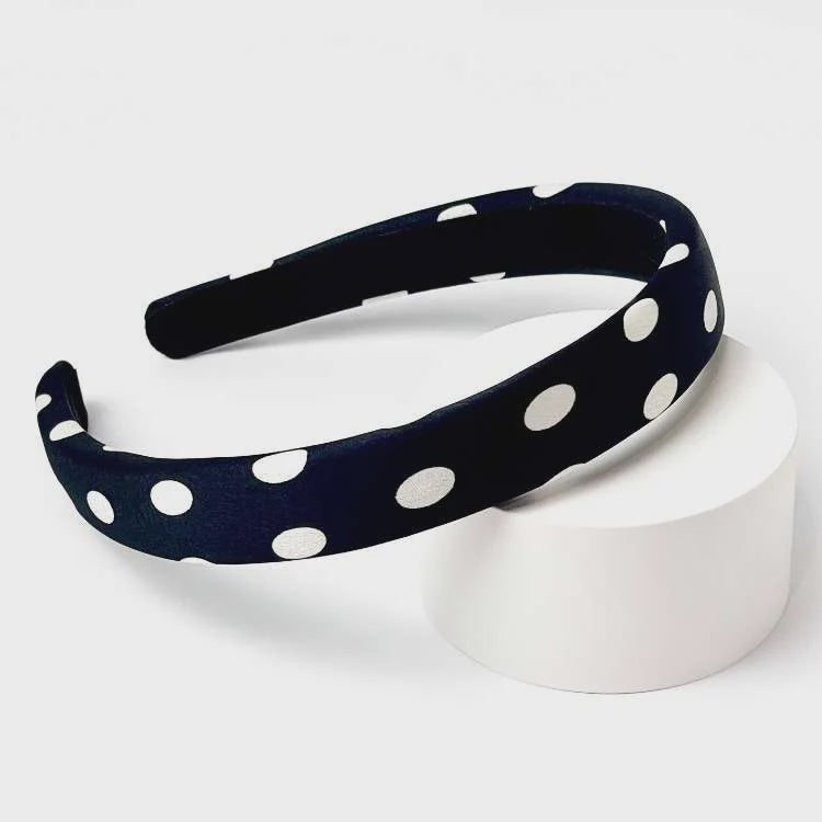 Satin Spot Headband / Black & White