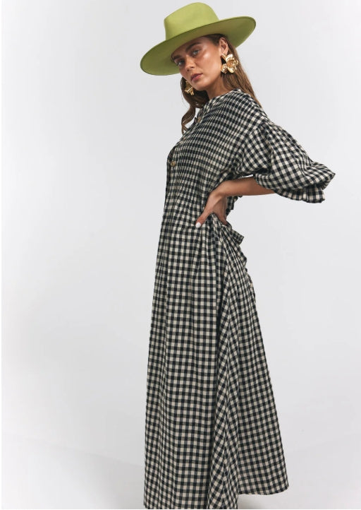 Poppy Maxi Dress / Balck Oat Gingham