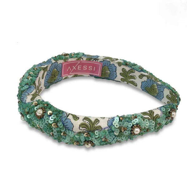 Block Printed Beaded Headband