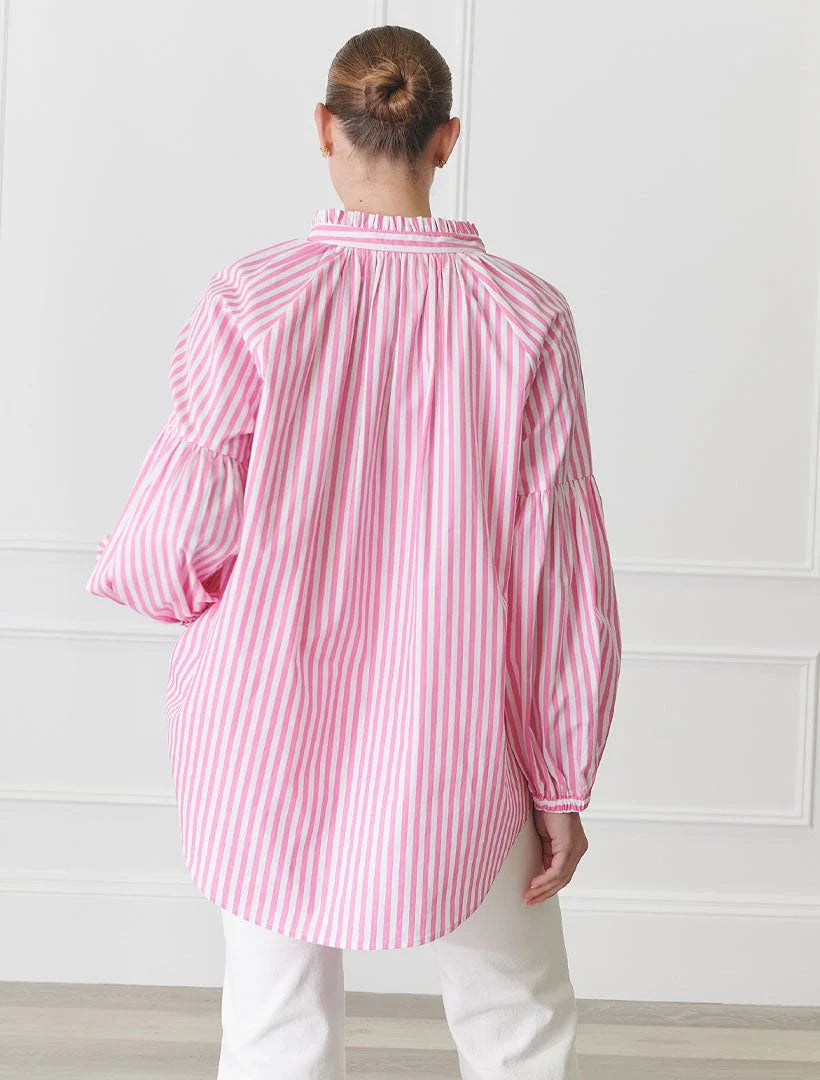 Kell Shirt / Pink & White Stripe