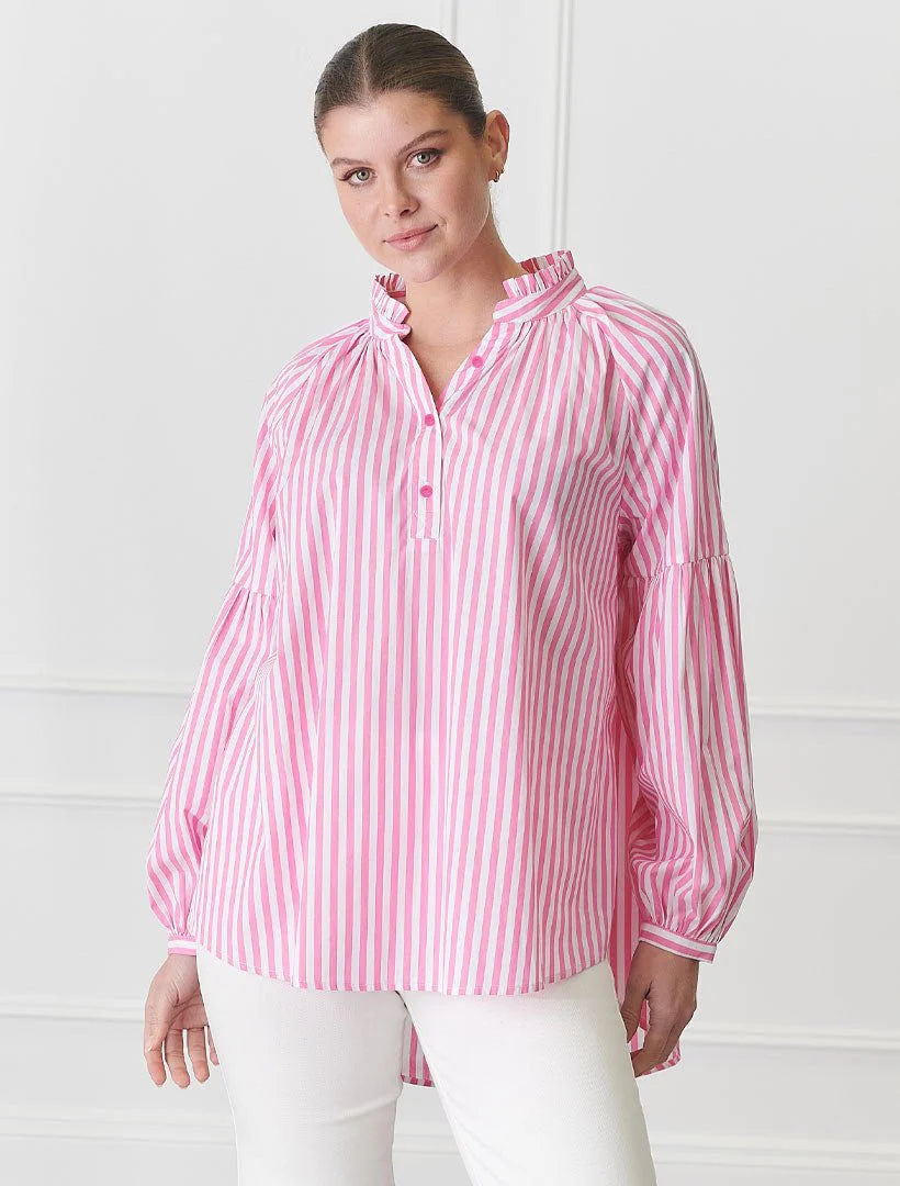 Kell Shirt / Pink & White Stripe