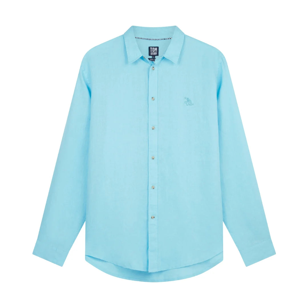 Sky Blue Linen Long Sleeve Shirt